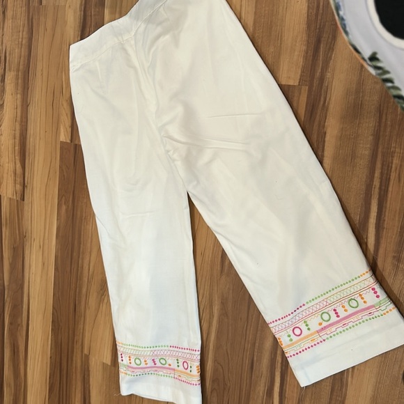 Focus 2000 - White Pants with Colorful Trim, Fully Lined, Size 8 - Picture 4 of 4